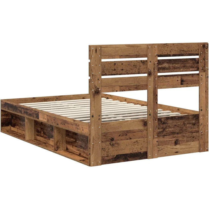 vidaXL Bettrahmen Altholz 120 x 190 cm Massives Kiefernholz 3411445 – Bild 8