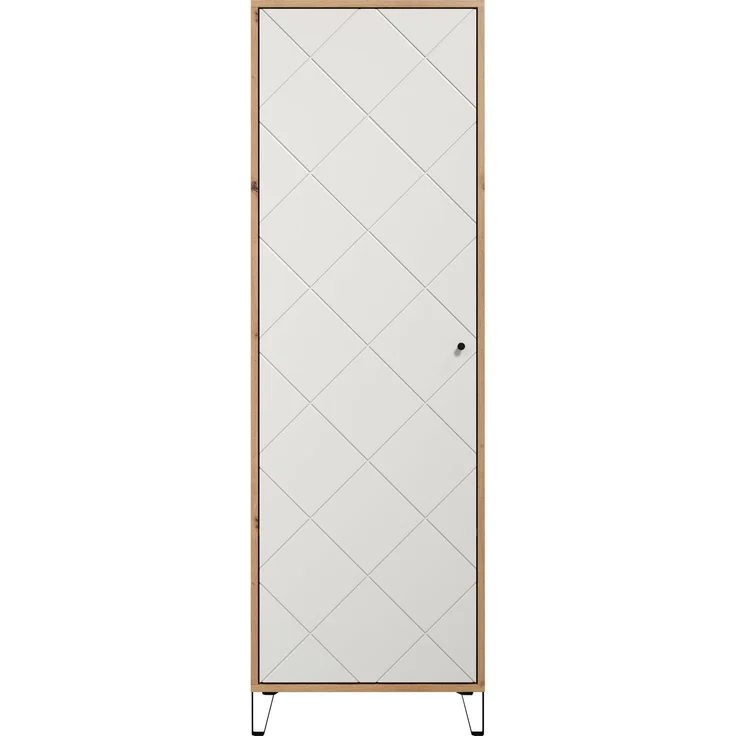 trendteam smart living - Touch - Garderobenschrank - Eiche/Weiß - Kleiderschrank mit ausziehbarer Kleiderstange - Soft-Close - Elegante Metallfüße - (BxHxT) 63 x 194 x 40 cm - Moderne Rautenfräsung – Bild 2