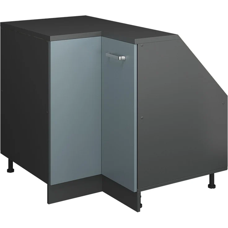 Eck-Küchenschrank für Dachschrägen R-Line Blau-Grau 75.6 cm mit 1 Tür, Schrankkorpus 60 cm Tiefe Vicco – Bild 1