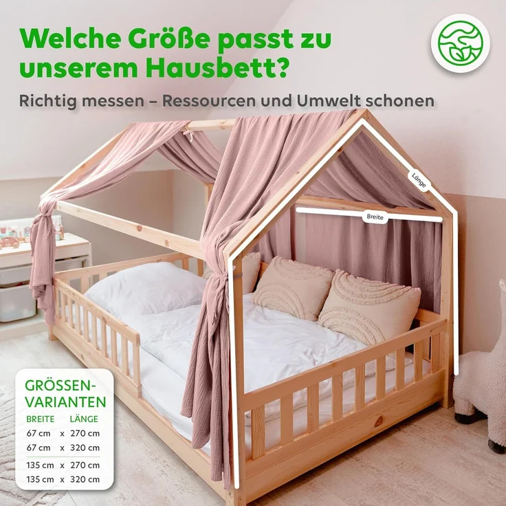 lilimaus Betthimmel Hausbetthimmel Baumwoll Musselin Betthimmel Kinder Hausbett 2er Set, Stilvolle Musselin-Deko für Kinderzimmer, ideal als Geschenkidee – Bild 4