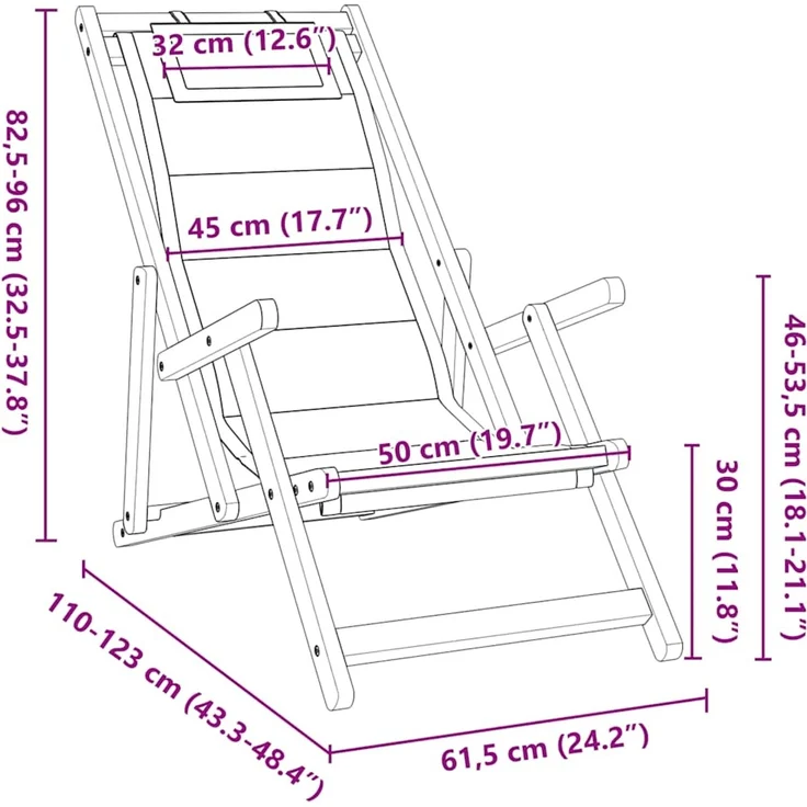 vidaXL Klappstuhl mit Armlehnen Blaues Akazienholz & Textilene 4108069 – Bild 10