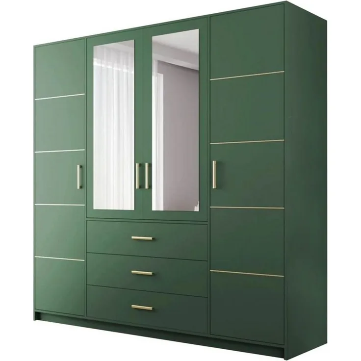 Beautysofa Kleiderschrank Kleiderschrank mit 4 türen BALI D4 Garderobenschrank mit Spiegel