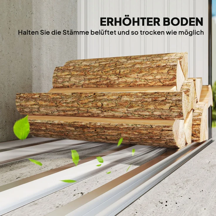 Outsunny Kaminholzregal, Verzinkter Stahl, Dunkelgrau, 213L x 66,5B x 150H cm – Bild 5