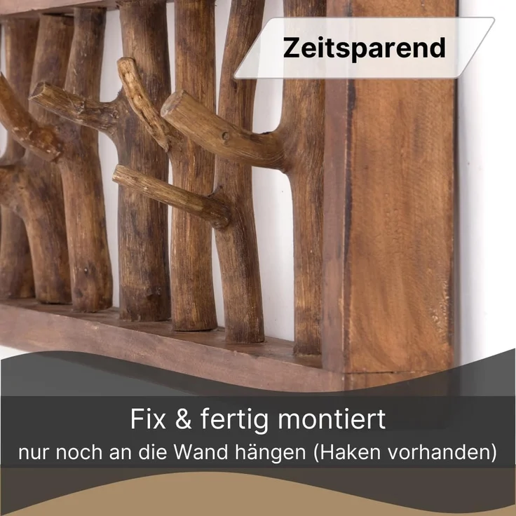 DESIGN DELIGHTS Wandgarderobe WANDGARDEROBE AST-HAKEN, 82x22cm, Altholz, Shabby Chic Kleiderhaken – Bild 4