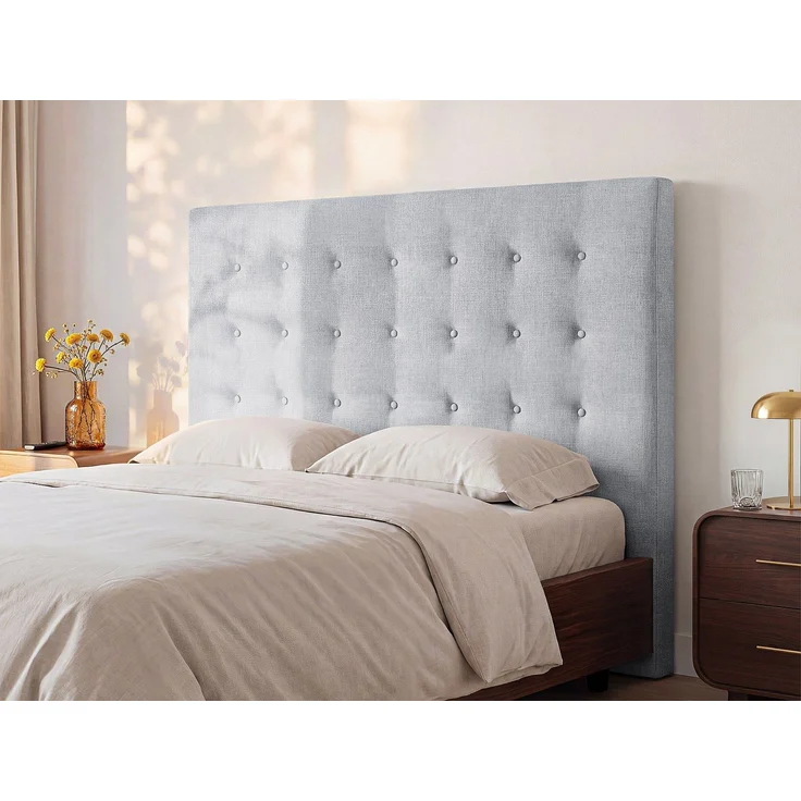 Vente-unique - Polster-Bettkopfteil - 140 cm - Stoff - Hellgrau - FRANCESCO – Bild 2