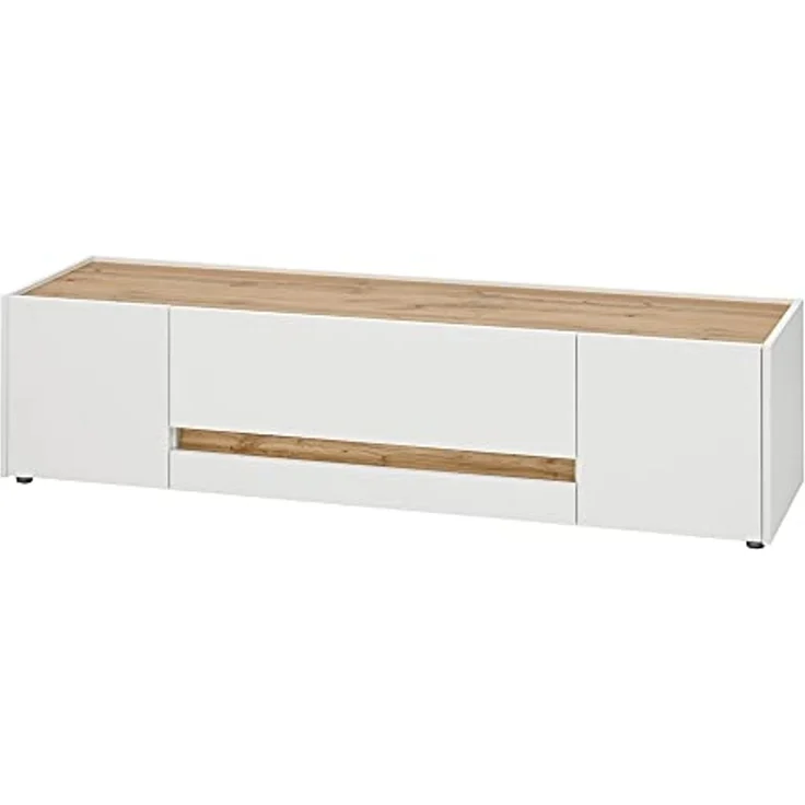 Lomadox Wohnwand CRISP-61, (4-St), weiß mit Absetzungen in Wotan Eiche Nb 310/197/45 cm – Bild 5