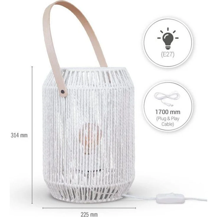 Paco Home Tischleuchte NANDO, ohne Leuchtmittel, Tischlampe Schreibtischlampe Beistelltisch Lampenschirm Boho Korb E27 – Bild 4