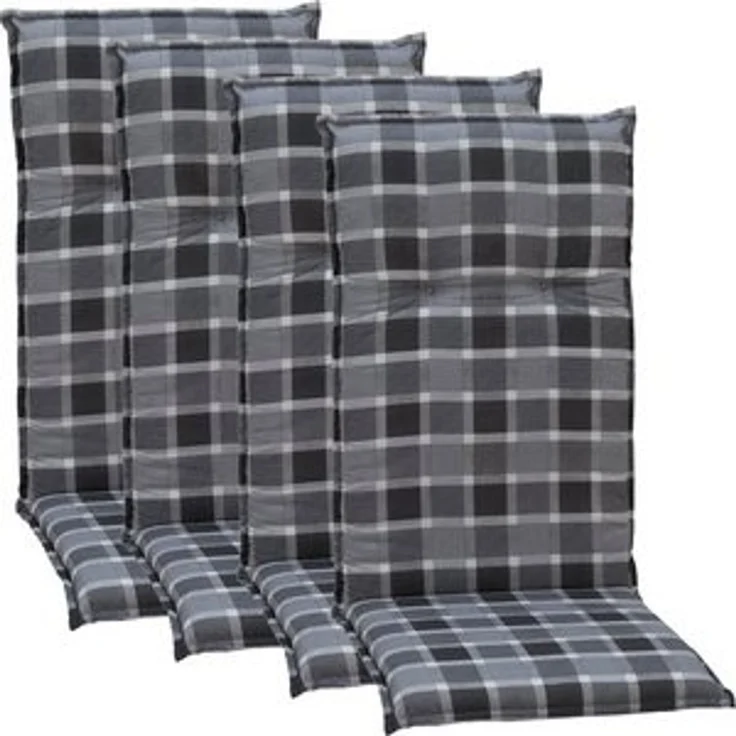 NYVI Hochlehnerauflage Hochlehner Auflagen 4er Set Barcelona - Gartenstuhlauflagen 118x50cm, (4 St), Stuhlauflage, Sitzauflage mit Halteband, UV-fest, Kariert Karo – Bild 6