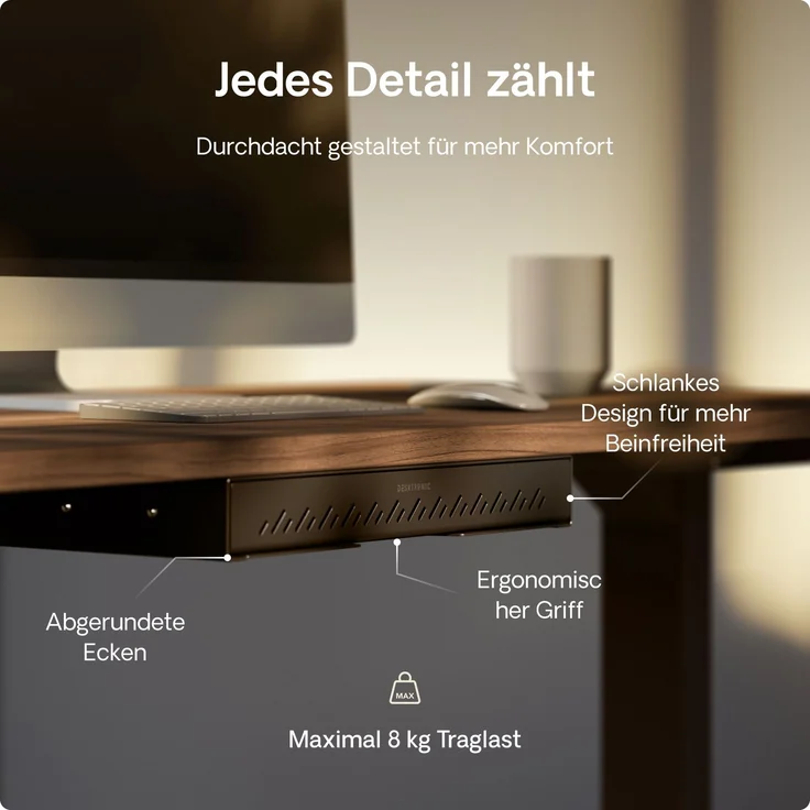 Schubladen-Organizer unter dem Schreibtisch, 41 x 27 x 5 cm, Hochwertiger Stahl, Ausziehbarer Platzsparer Schwarz – Bild 7