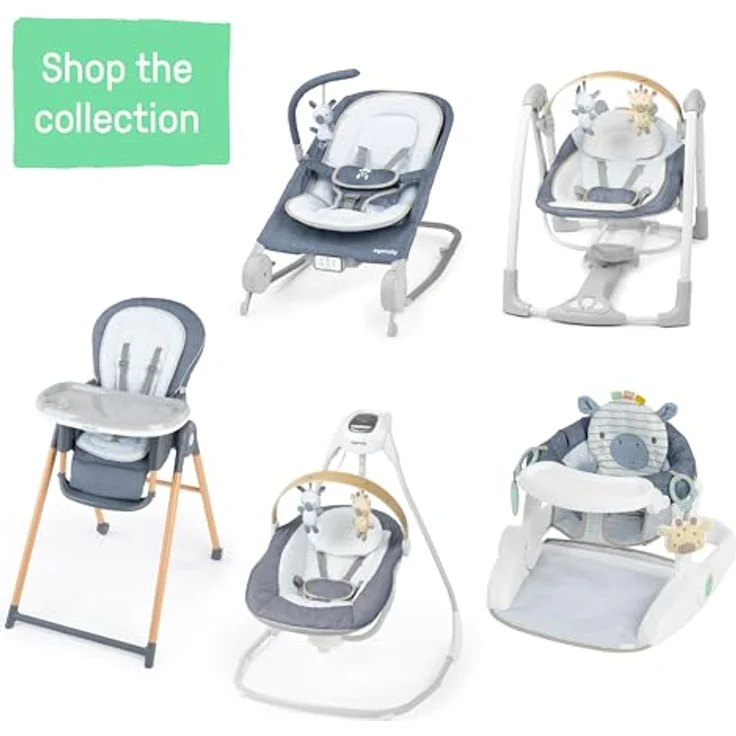 Ingenuity Swing 'n Go Babyschaukel & Babywippe Chambray mit Spielbogen, 5-Punkt-Sicherheitsgurt, 5 Schaukelgeschwindigkeiten, 8 Melodien, WhisperQuiet-Technologie – Bild 7