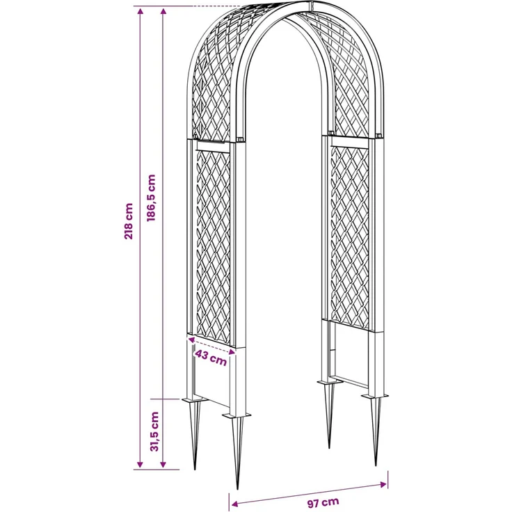 vidaXL Rosenbogen mit Spitzen Weiß 97 x 43 x 218 cm PP 42041737 – Bild 6