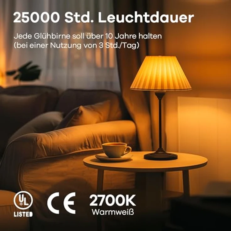 Linkind Dimmbar E14 Lampe 4.2W Kerzenform, Ersetzt 40 Watt, B35 LED Kerze Birne 470 Lumen, 2700K Warmweiß E14 Energiesparlampe, 6 Stück – Bild 7