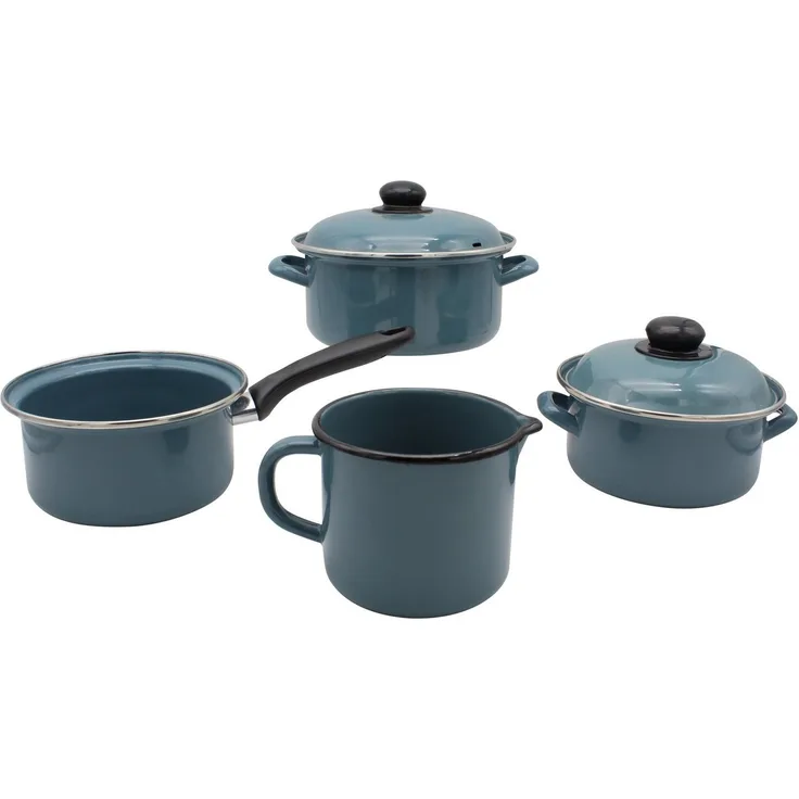 Krüger Kochtopf Petrol, Emaille (Set, 6-tlg), Induktion
