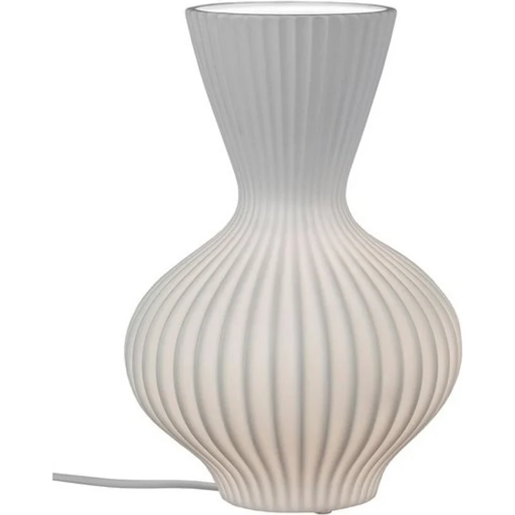 formano Tischleuchte Tischlampe Keramik weiß mit Rillen 20 x 30 cm, Ein-/Ausschalter, ohne Leuchtmittel, wählbar, Dekoleuchte bauchig – Bild 2