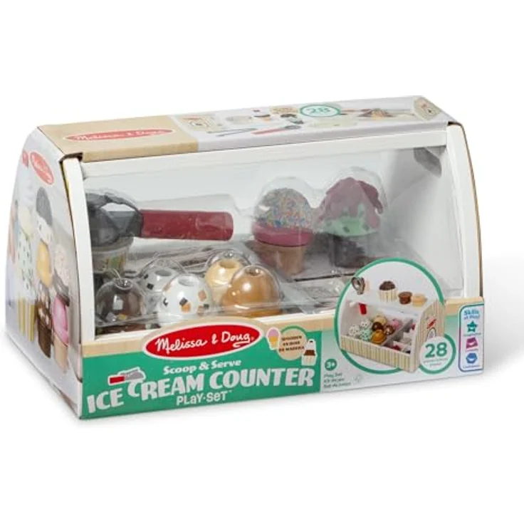Melissa & Doug Wooden Scoop & Serve Ice Cream Counter (Play Food and Accessories, 28 Pieces, Realistic Scooper, 34.544 cm H x 21.844 cm W x 19.558 cm L) – Bild 11