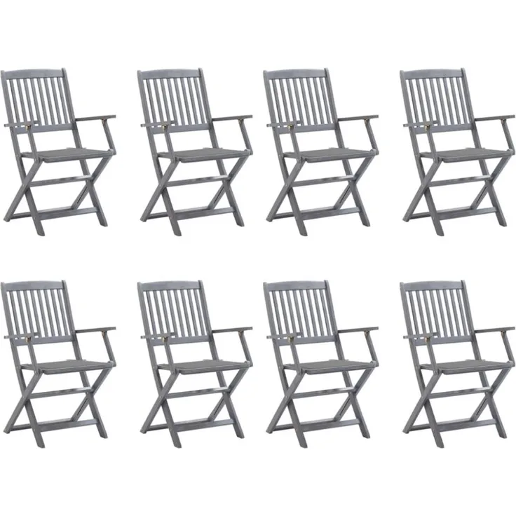vidaXL Klappbare Gartenstühle 8 Stk. mit Kissen Massivholz Akazie 3078263