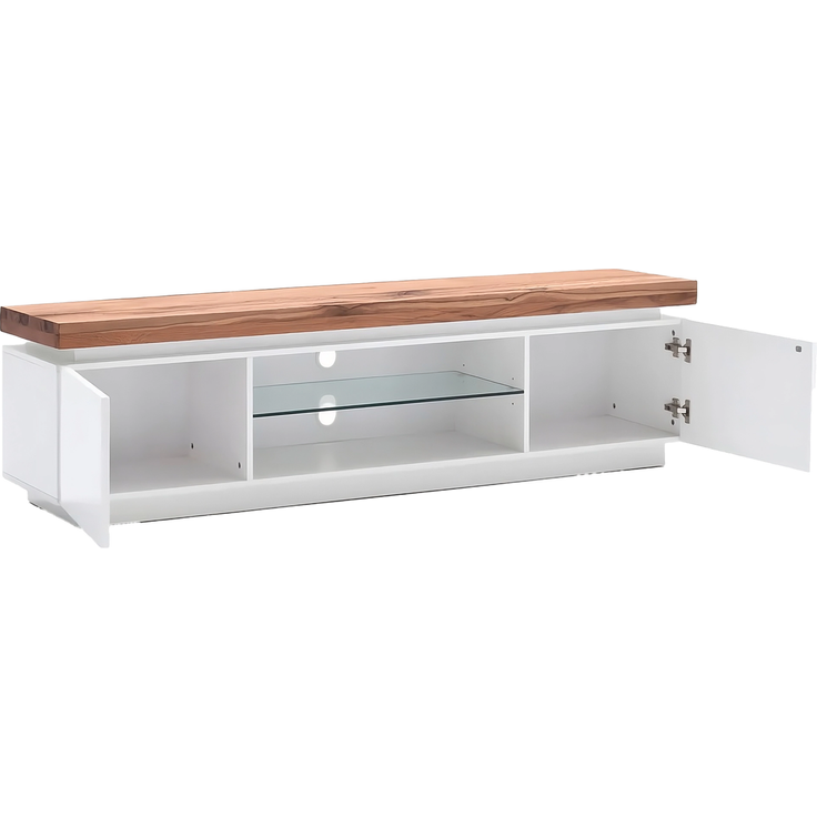 Wohn Schick ROMINA Lowboard, Korpus/Front:weiß, Deckplatte, Eiche massiv,LED Beleuchtung weiß dimmbar - H 49 cm x T 40 cm x B 175 cm – Bild 2
