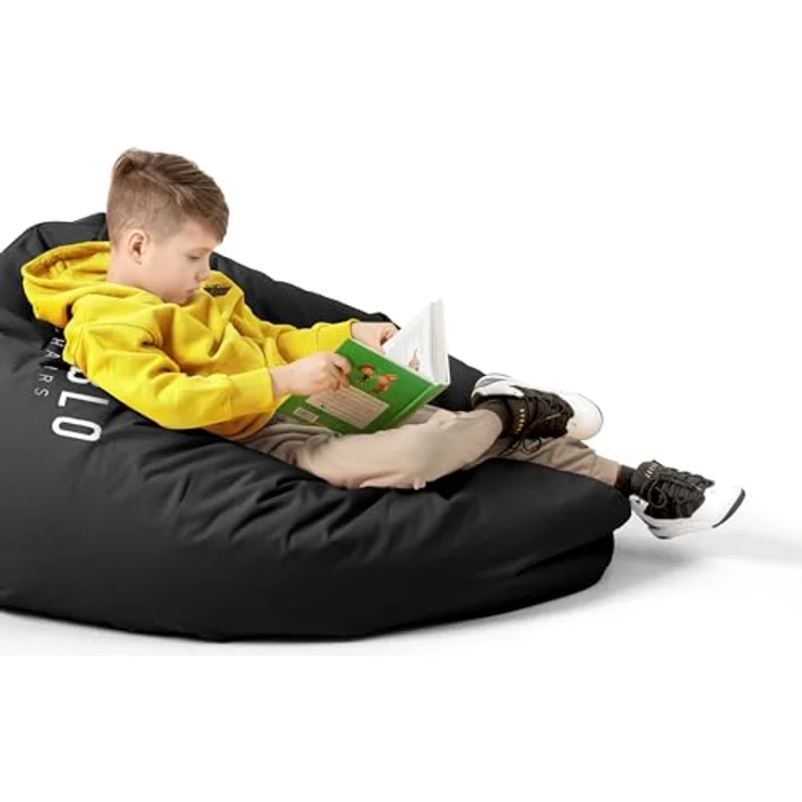 Diablo Kinder-Pouf, Craft Edition, ergonomischer Sitz, mit Granulatfüllung, strapazierfähiges Cordura, wasserdicht, leicht und kompakt, Spielmuster, Maße 80 x 110 x 80 cm, Schwarz – Bild 5