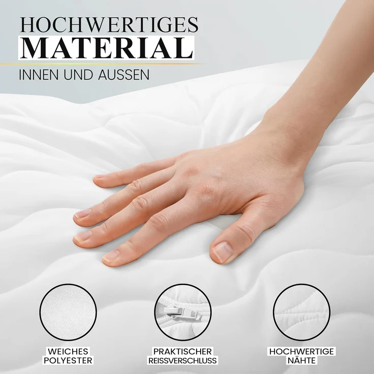 Gentle North Microfaserkissen Hochwertige Kopfkissen in Hotelqualität verschiedene Größen, Füllung: 100% Polyester, Seitschläfer, Rückenschläfer, Seitenschläfer, Bauchschläfer, 1- oder 2-tlg, Reißverschluss für Füllung, waschbar, Made in EU, allergiker... – Bild 4