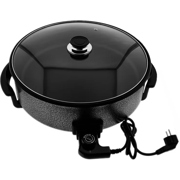 Elektrische Multifunktionspfanne 42 x 9 cm - Pizzapfanne 1500W in Schwarz