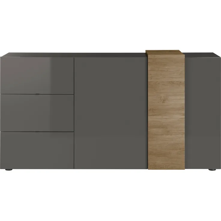 Highboard Positano - Dunkelgrau Hochglanz