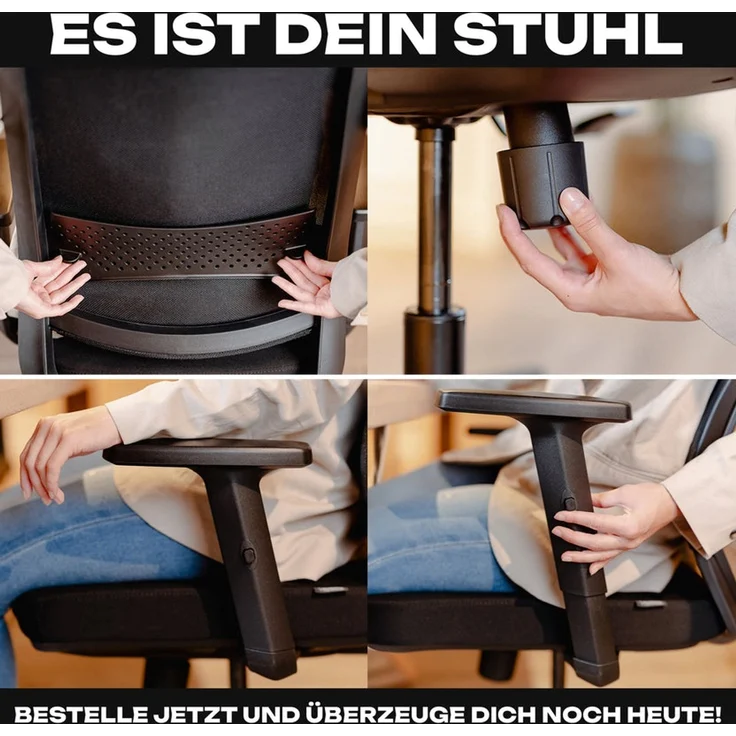 VALKENSTOL M2 Armstütze - Bürostuhl Ergonomisch Testsieger - 5 Jahre Garantie - Schreibtischstuhl ohne Kopfstütze - Computerstuhl – Bild 10
