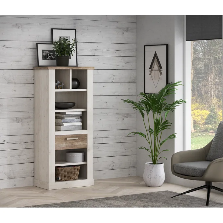 FORTE Duro Regal, Holzwerkstoff, Weiß/Beige/Braun, 71,4 x 160,4 x 41,3 cm