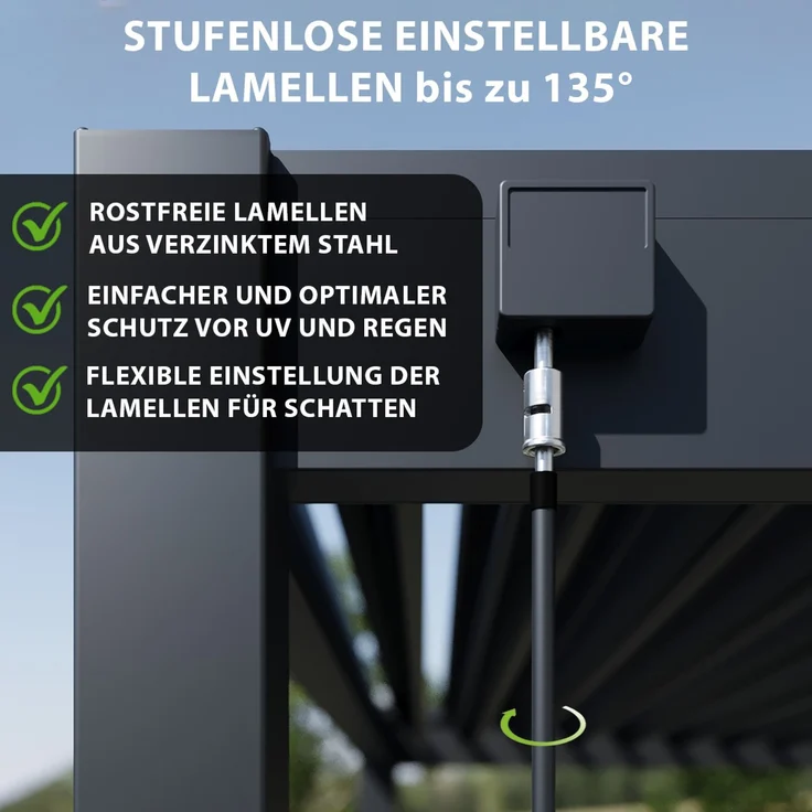 Weide Classic | Pergola Aluminium freistehend | 3 x 3,6 M | Lamellendach anthrazit – Bild 2