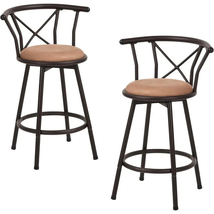 MEUBLE COSY 2er Set Barhocker Sitzhöhe Drehbarer Industriestil mit gepolsterter Fußstütze mit Rückenlehne und Kissen