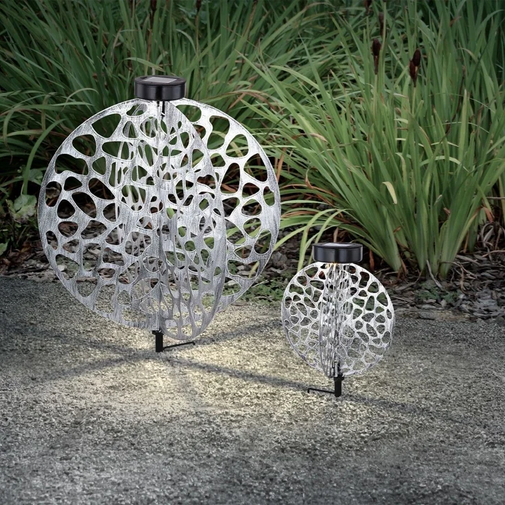 Solarleuchte Garten 2er Set Scheibe 30cm Solarlampe Außen Außenleuchte Solar – Bild 8