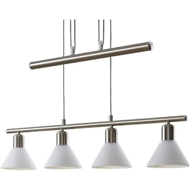 Lindby Pendellampe Delira, 4-flg. nickel, höhenverstellbar mit marmorierten Glasschirmen, für E14 LED Leuchtmittel