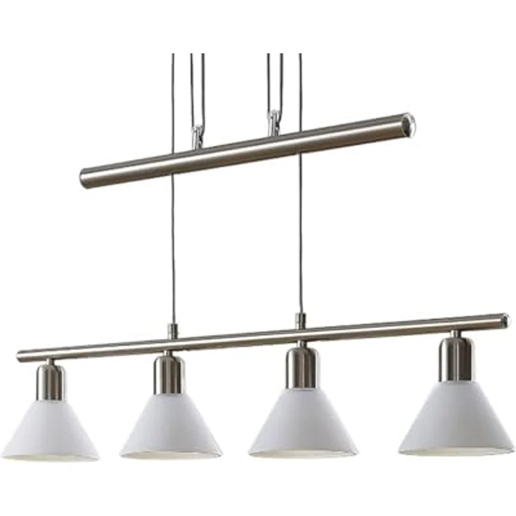 Lindby Pendellampe Delira, 4-flg. nickel, höhenverstellbar mit marmorierten Glasschirmen, für E14 LED Leuchtmittel – Bild 1