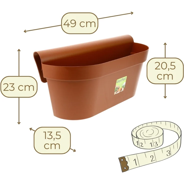 GarPet Balkonkasten Geländerkasten Balkon mit Wasserspeicher Blumen Topf Kasten Terracotta – Bild 2