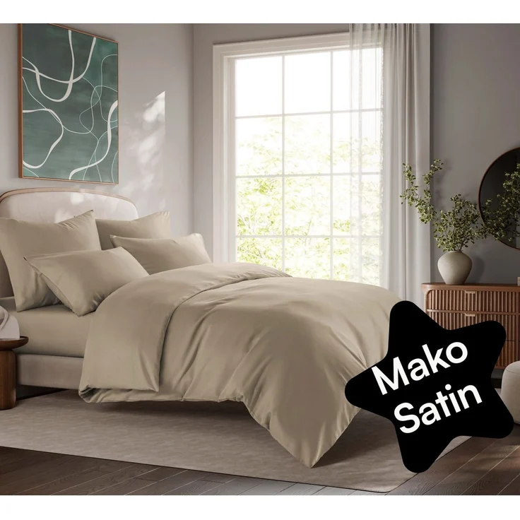Seralino Bettwäsche Mako Satin Bettwäsche (100% Bio Baumwolle) mit Kissenbezug, 3 teilig, Fairtrade/ GOTS zertifiziert, uni Bettwäsche Set mit Reißverschluss – Bild 1