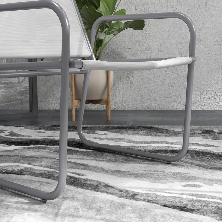 Outsunny 3tlg. Bistro-Set, Balkonmöbel-Set inkl. 1 Tisch, 2 Stühlen, Gartenmöbel-Set, Gartensitzgruppe für Garten, Terrasse, Mesh, Hellgrau – Bild 8