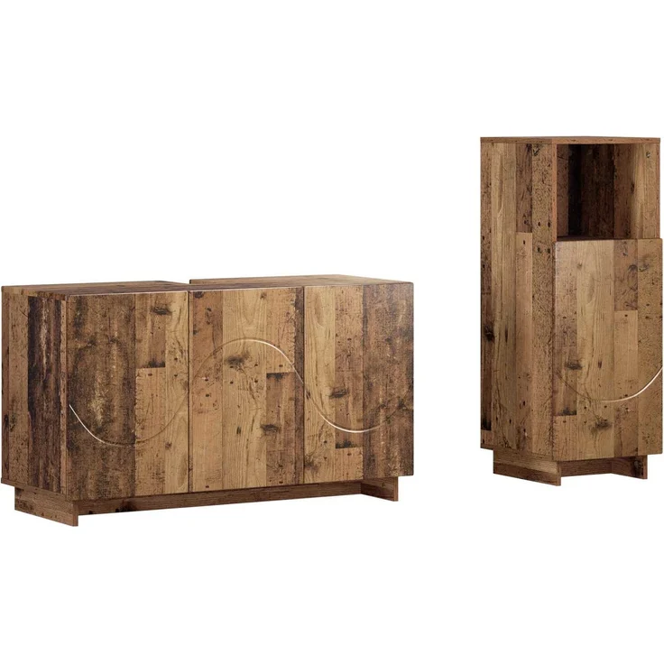 vidaXL Badezimmerschrank-Set 2 stk. Altholz Holzwerkstoff 3433080 – Bild 2