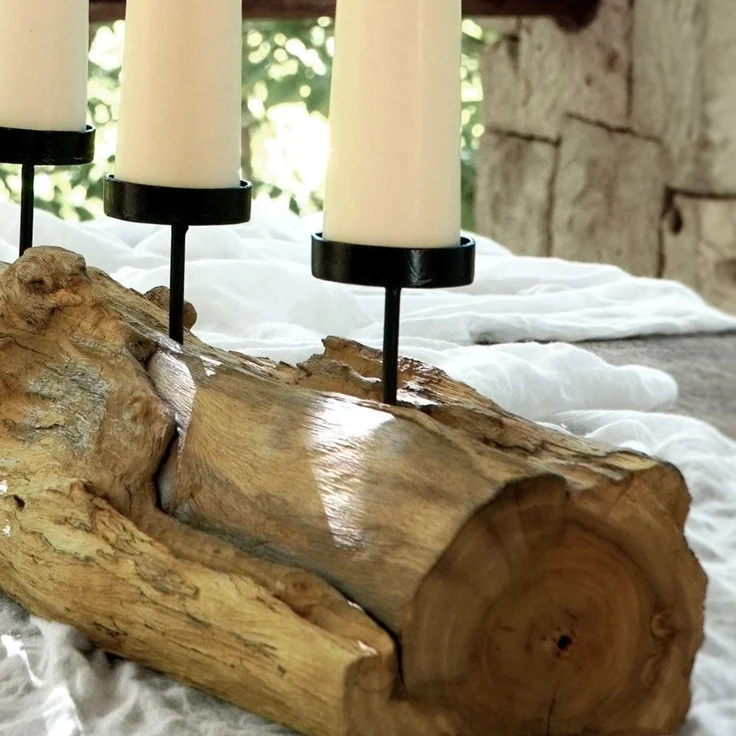 Natürlicher Kerzenhalter BRANCH 70cm Teakholz Advent Kerzen Tischdeko Kerzenständer – Bild 5