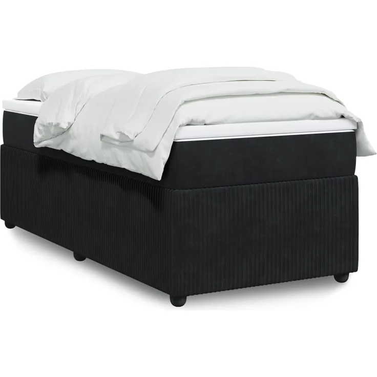 vidaXL Boxspringbett mit Matratze Schwarz 90x190 cm Samt 3285610 – Bild 1