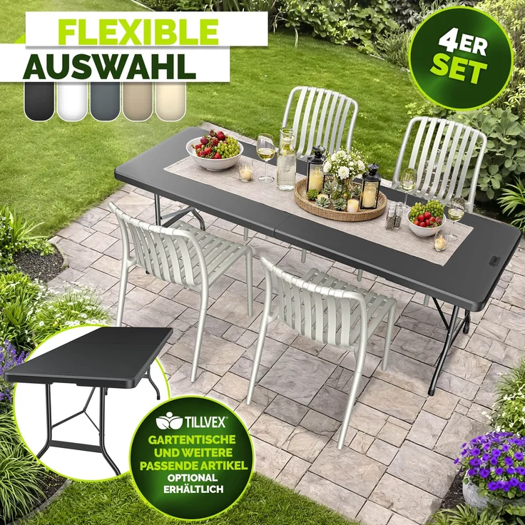 tillvex® Gartenstühle 4er Set Stapelbar Wetterfest | Outdoor Stühle bis 120kg belastbar | Gartenstühle Outdoor | Terrassenstuhl Gartenmöbel Balkon Garten Terrasse – Bild 8