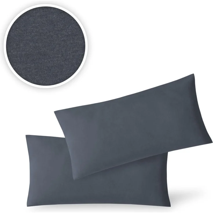 Jersey Kissenbezug 2er Set 40 x 80 cm anthrazit – Bild 2