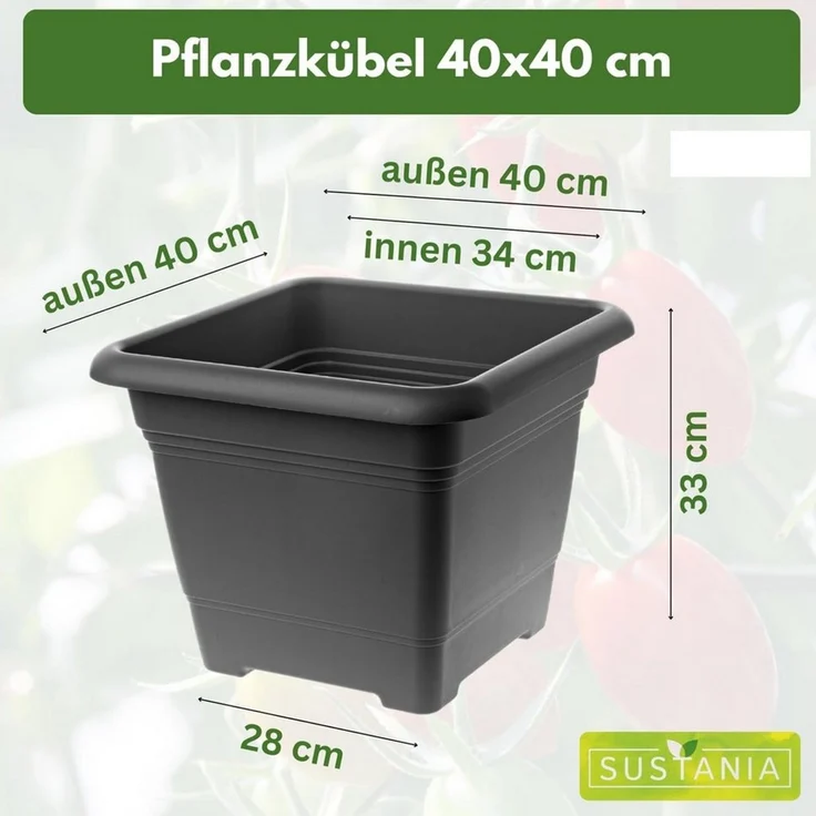 Centi Pflanzkübel NORA Pflanzkübel Groß Aussen 40x40 cm (2er-Set), kippsicher mit Drainagesystem – Bild 1