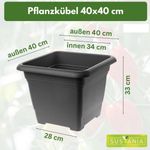 Centi Pflanzkübel NORA Pflanzkübel Groß Aussen 40x40cm (2er-Set), kippsicher mit Drainagesystem