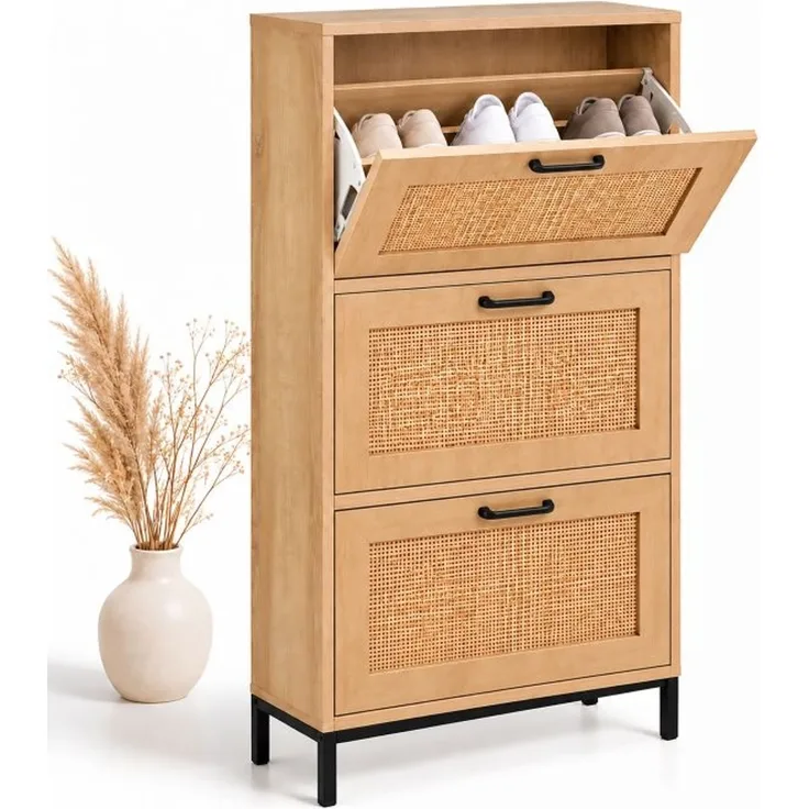 Relaxdays Schuhschrank Kipper Rattan
