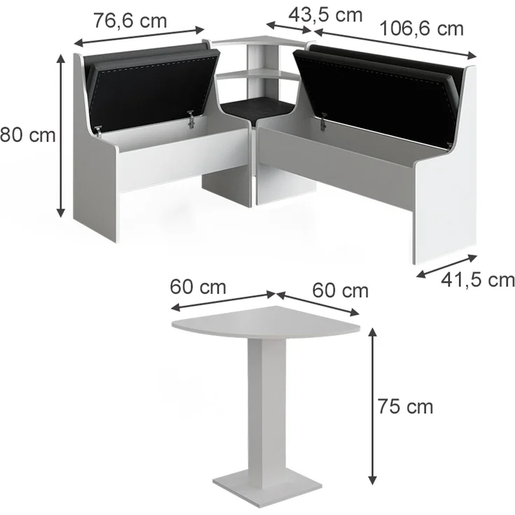 Eckbankgruppe Roman Weiß 60 x 60 cm Vicco – Bild 2