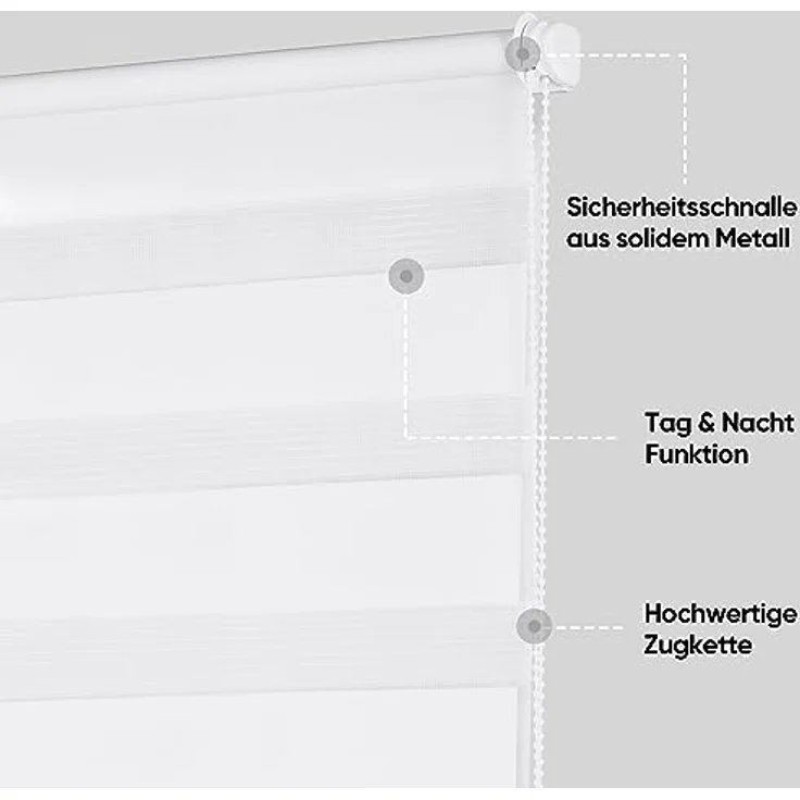 Sekey Doppelrollo Klemmfix ohne Bohren für Fenster 95x100cm | Duo Rollo Jalousie Sonnenschutz Wandmontage Deckenmontage Klemmrollo für Fenster & Tür Weiß – Bild 2