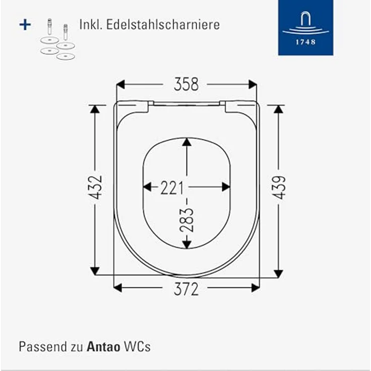 Villeroy & Boch Antao WC-Sitz - Toilettendeckel mit Absenkautomatik - Abnehmbarer, bruchsicherer Toilettensitz aus Duroplast - Original Ersatzteil - Klodeckel in D-Form - Weiß Alpin, glänzend – Bild 7