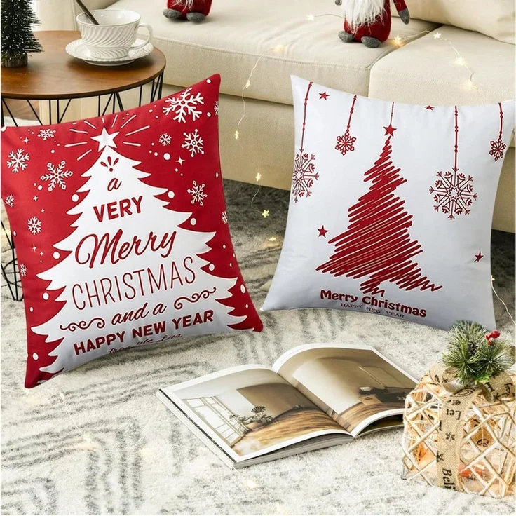 Agger Kissenbezüge Weihnachten Kissenbezug 4er Set Kissenbezüge 45x45cm Dekokissen Deko, (4 Stück), Für Sofa und Couch geeignet – ideal für Innen und Außenbereiche – Bild 3
