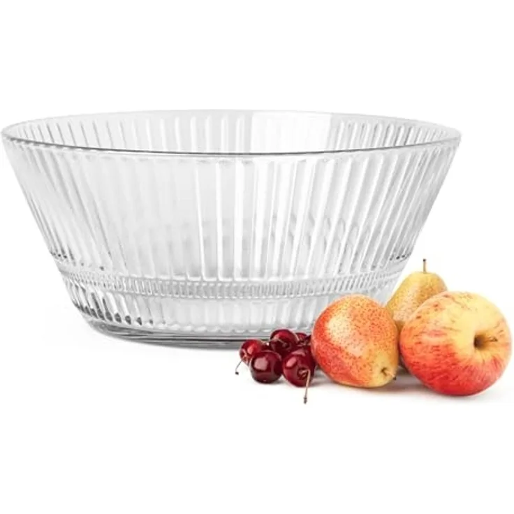 Glasschale 2,1 L mit Reliefstruktur konisch Servierschale Salatschüssel Salatschale Obstschale Dessertschale
