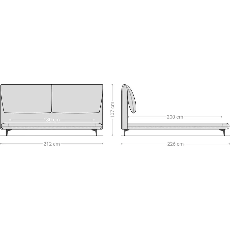 Polsterbettgestell Cusino 180x200 cm Mikrofaser Grau