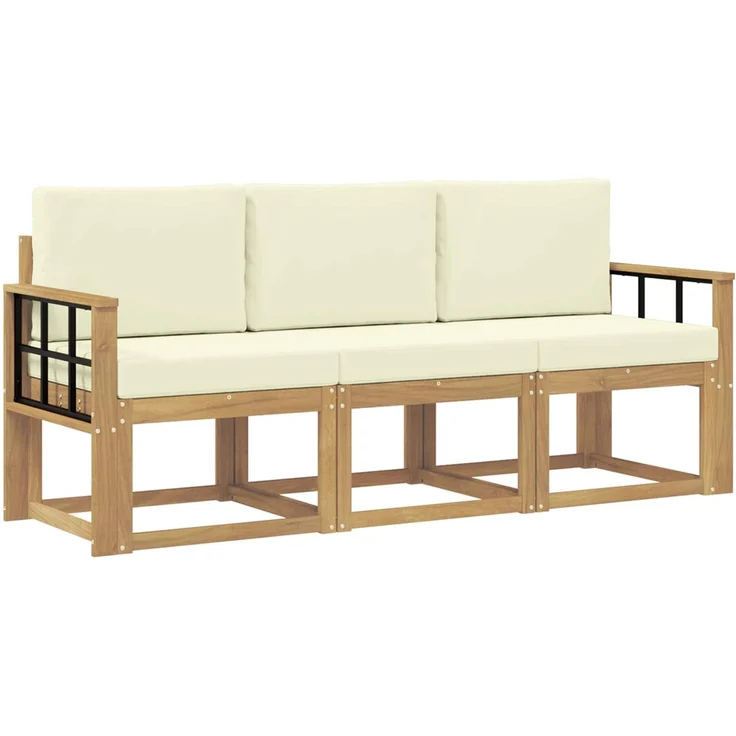vidaXL Outdoor-Sofagarnitur 3 stk. White and Cream 189.5 x 63 x 73 cm 3387184 – Bild 2